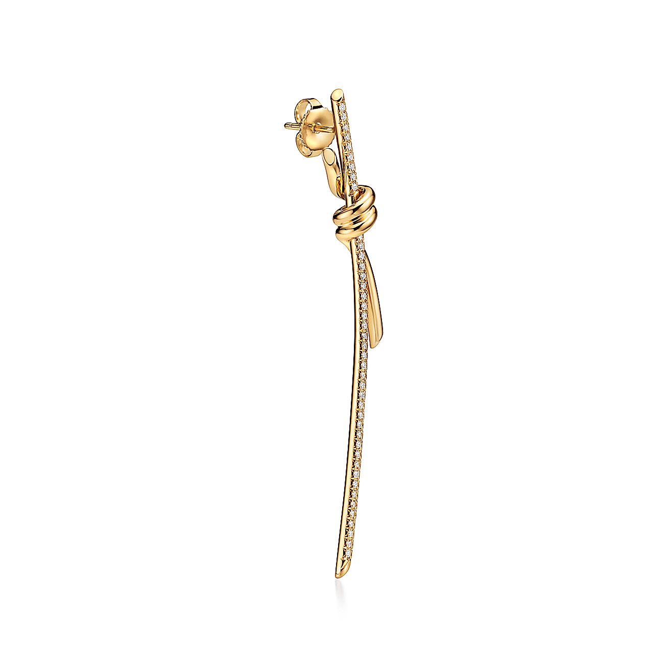 18K Celestial T Knot Drop Diamonds Earrings