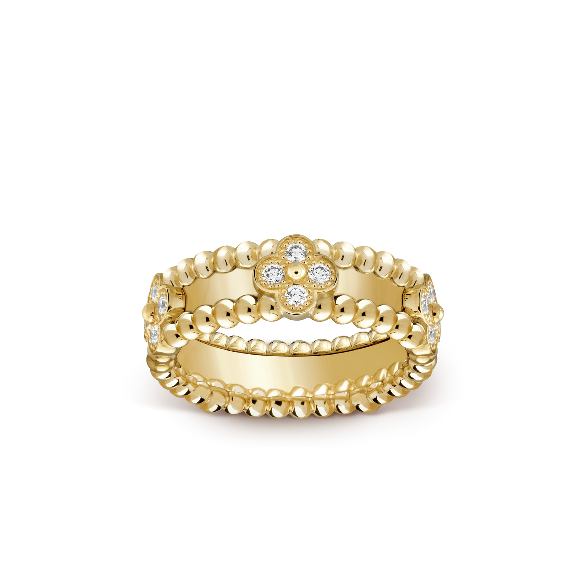 18K Celestial Perl̩e Clovers Ring