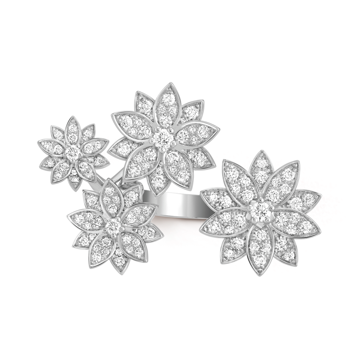 18K Celestial Lotus Between the Finger 4 Flowers Ring