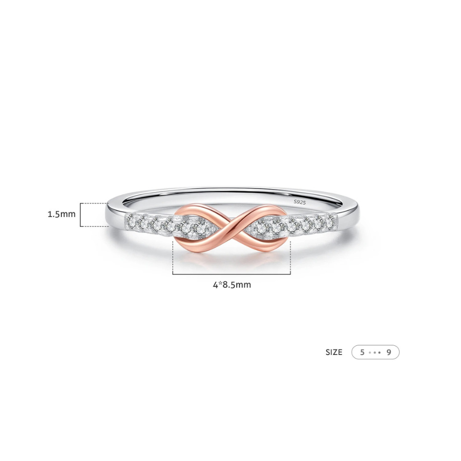 Rose Gold Infinity Ring – 925 Sterling Silver