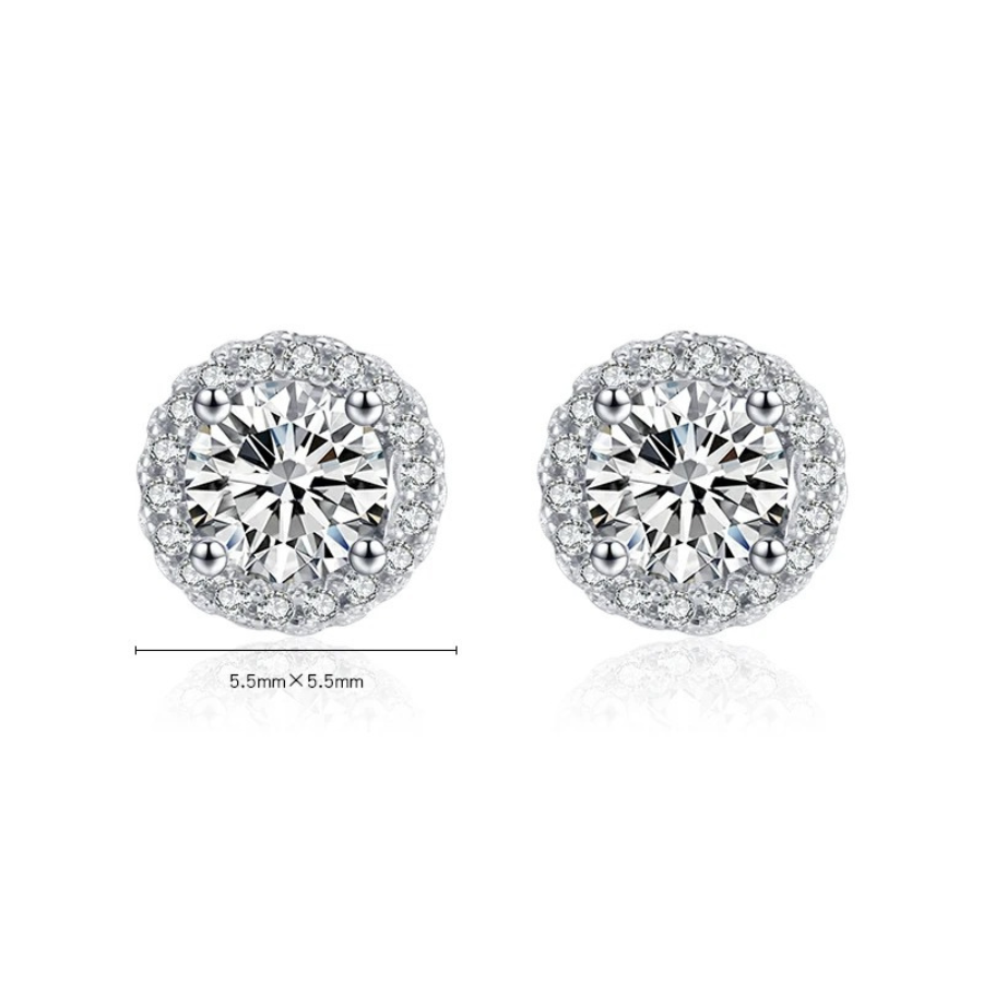 Luxury Round CZ Stud Earrings – 925 Sterling Silver
