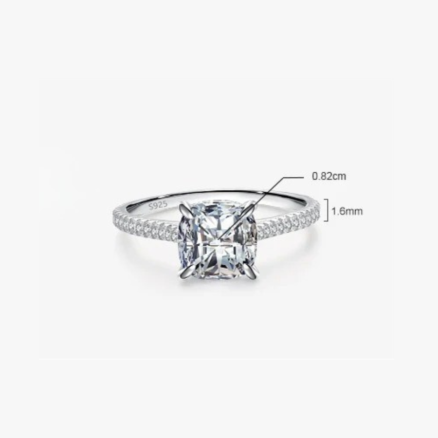 Elegant Princess Square CZ Ring – 925 Sterling Silver