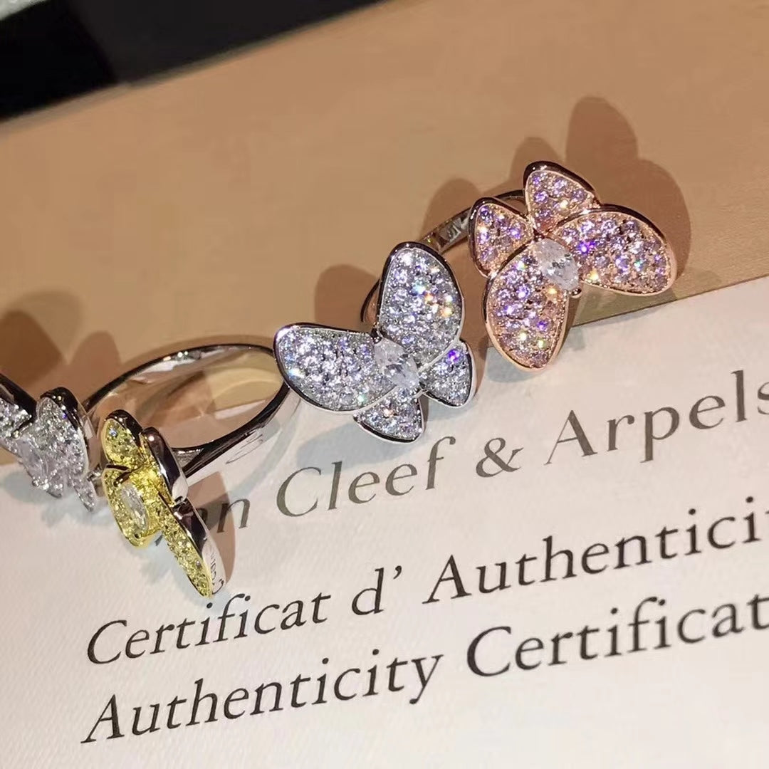 18K Celestial Two Butterfly Between the Finger Ring