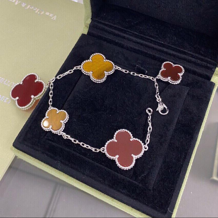 18K Celestial Lucky Carnelian and Tigers Eye Alhambra Bracelet