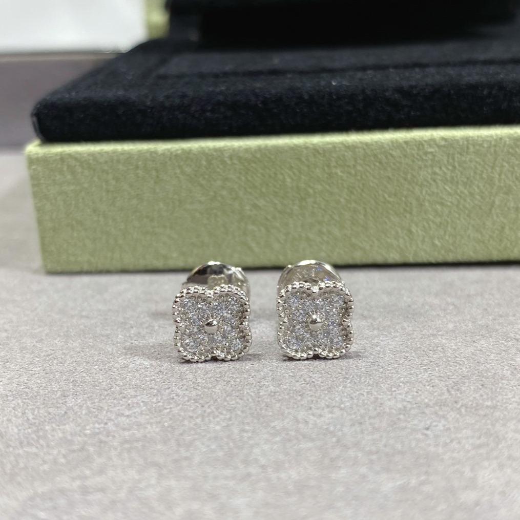 18K Celestial Vintage Alhambra Diamonds Earrings