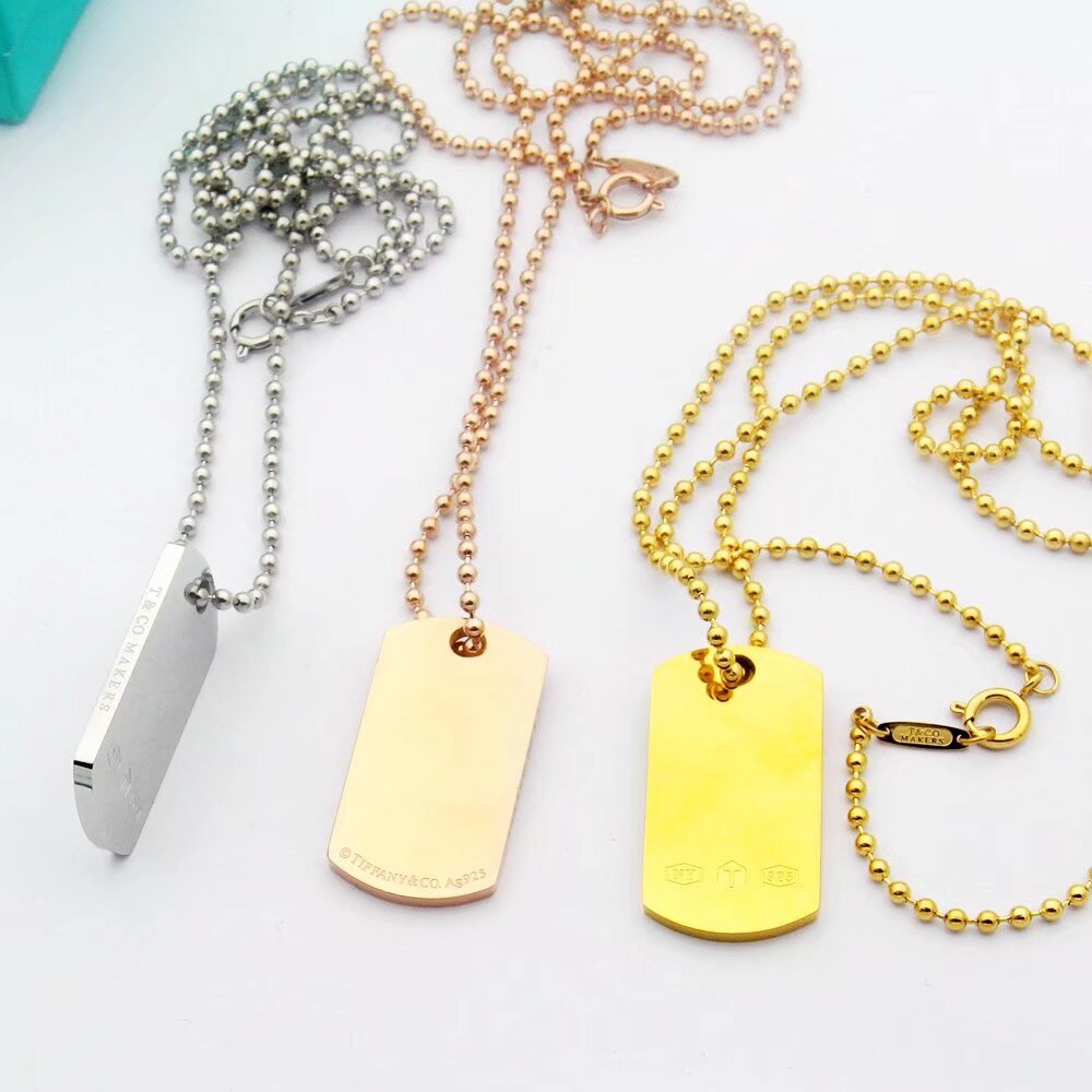 18K Celestial T 1837 Makers I.D. Tag Pendant Necklace
