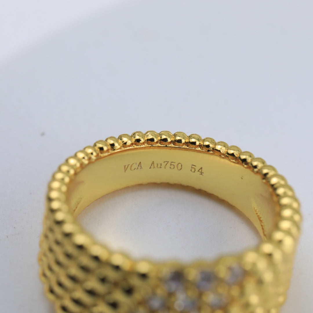 18K Celestial Perl̩e Diamonds Five Rows Ring