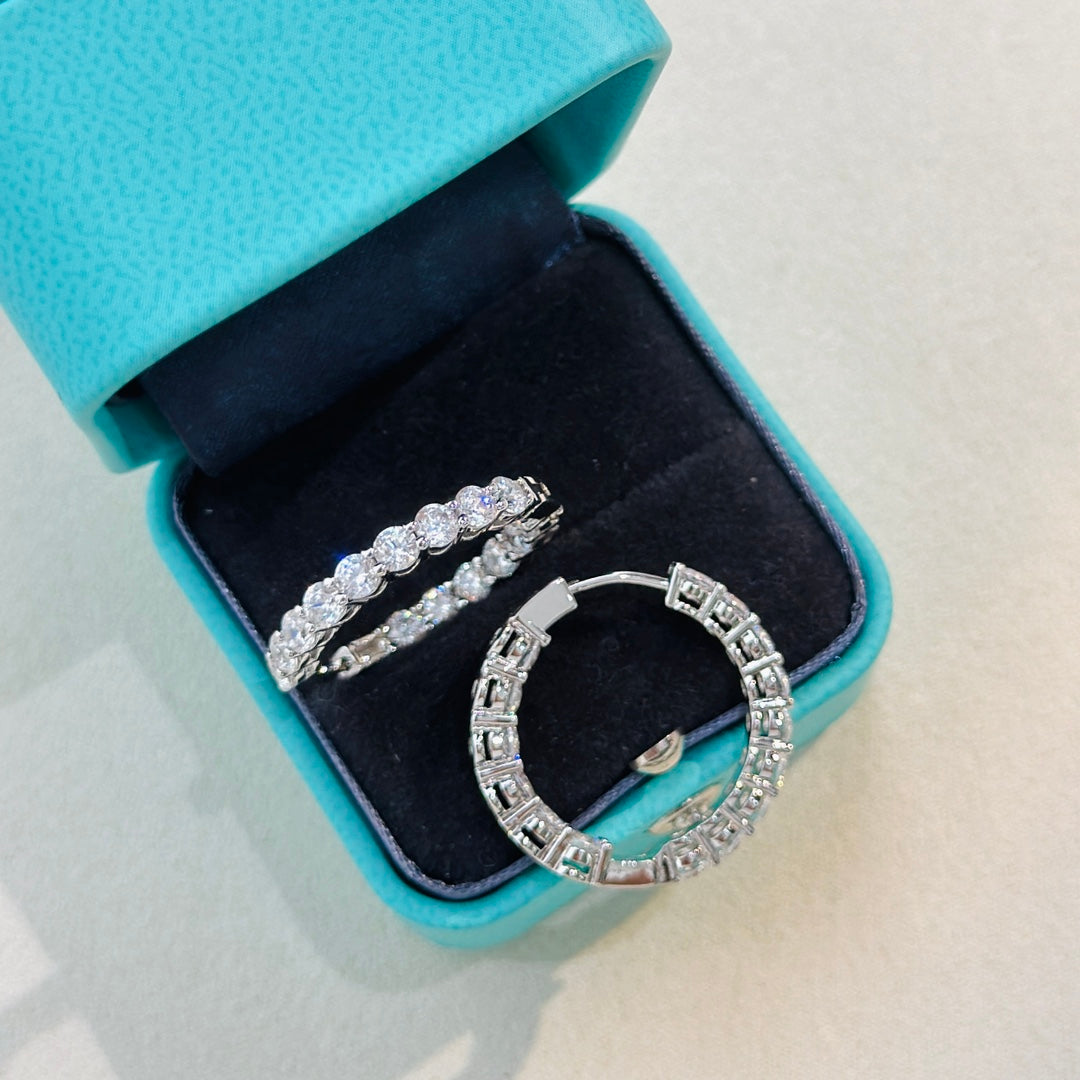 18K Celestial T Hoop Diamonds Earrings