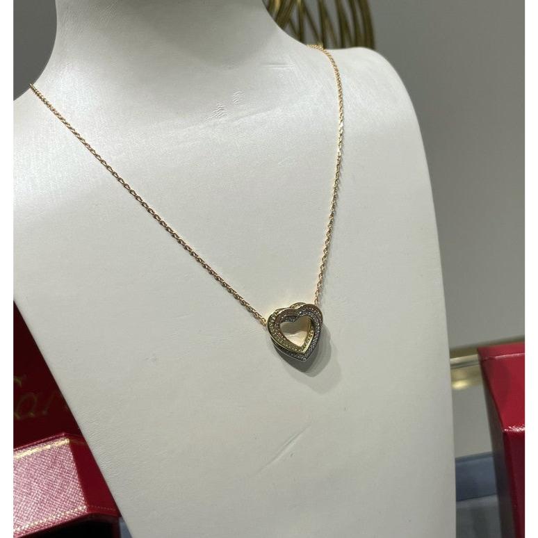 18K Celestial Trinity Heart Full Diamond Necklace