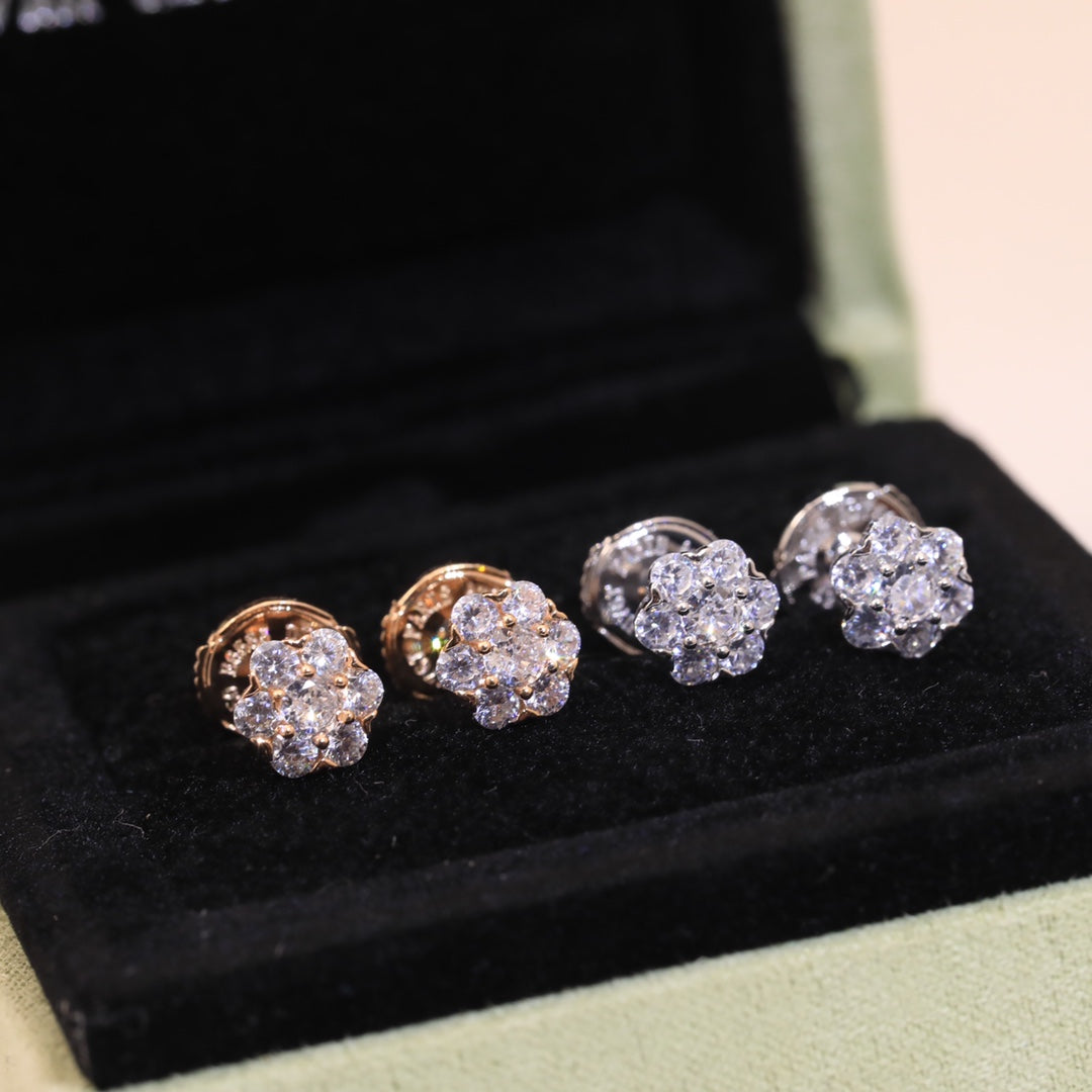 18K Celestial Flower Crystal Earrings