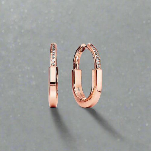 18K Celestial T Lock Diamonds Medium Earrings
