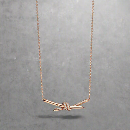 18K Celestial T Knot Pendant Diamond Necklace
