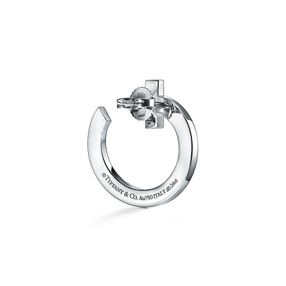 18K Celestial T T1 Open Hoop White Gold Earrings