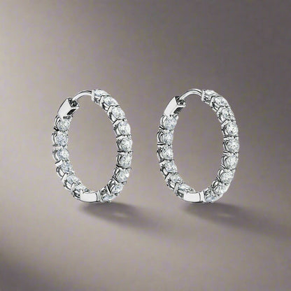 18K Celestial T Hoop Diamonds Earrings