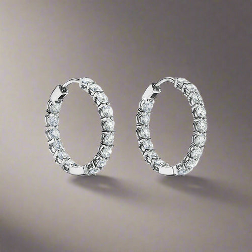 18K Celestial T Hoop Diamonds Earrings