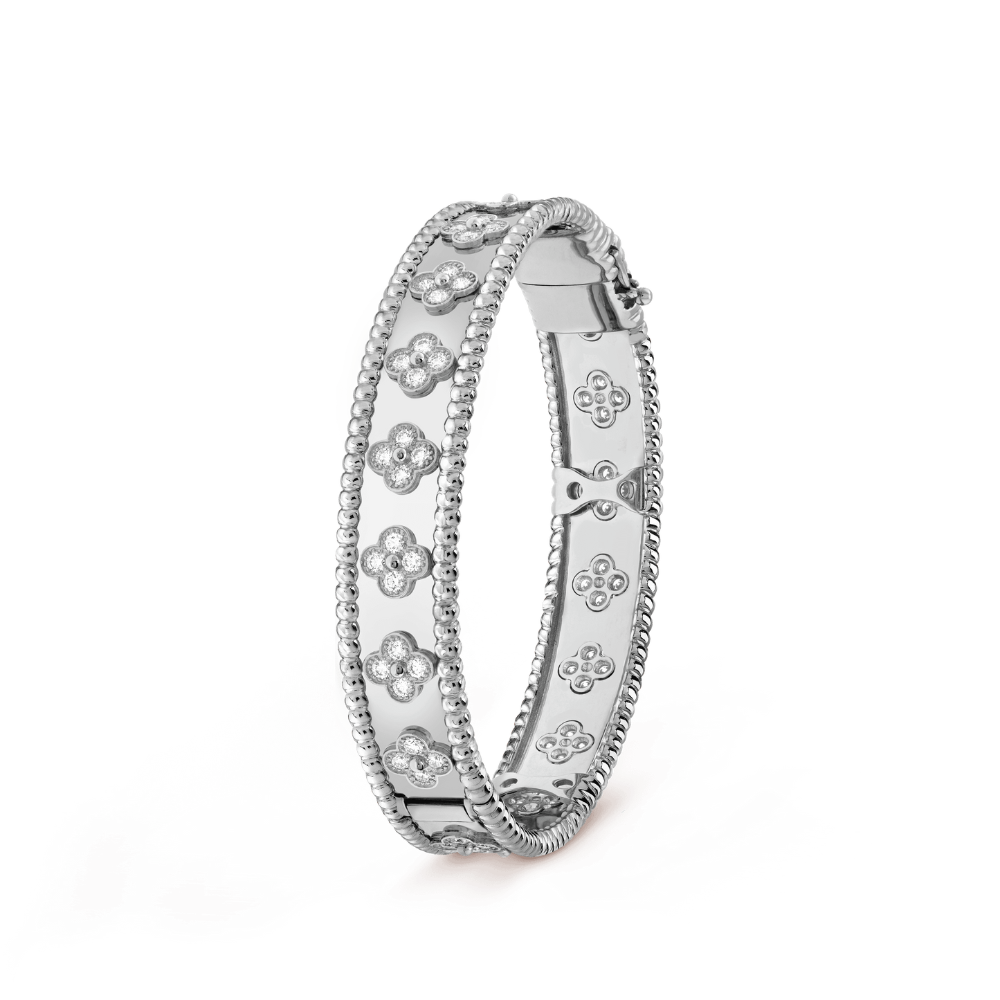 18K White Gold Perl̩e Clovers Bracelet