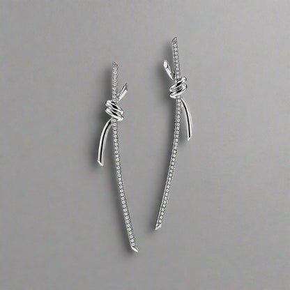 18K Celestial T Knot Drop Diamonds Earrings