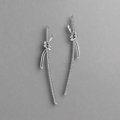 18K Celestial T Knot Drop Diamonds Earrings