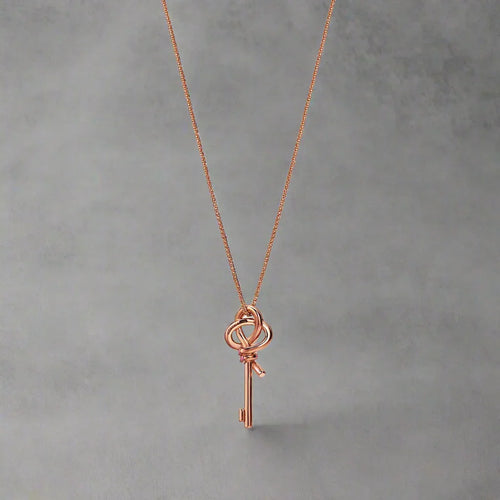 18K Celestial T Keys Woven Pink Diamonds Medium Necklace