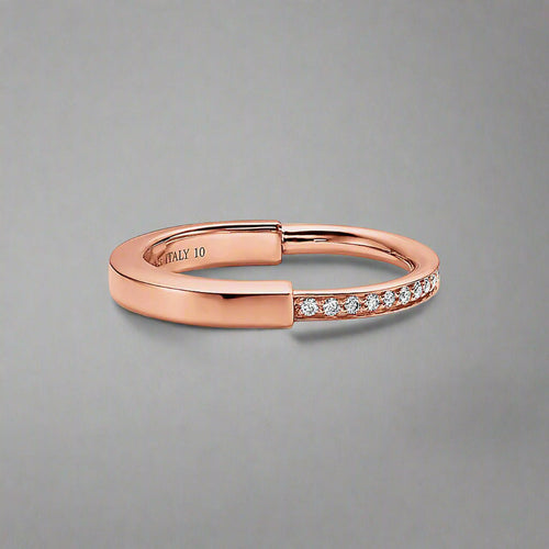 18K Celestial T Lock Diamonds Rose Gold Ring