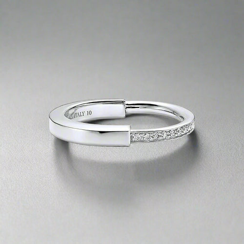 18K Celestial T Lock Diamonds White Gold Ring