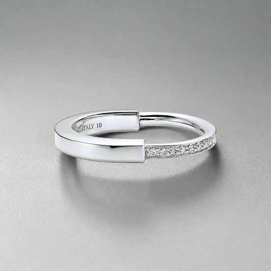 18K Celestial T Lock Diamonds White Gold Ring