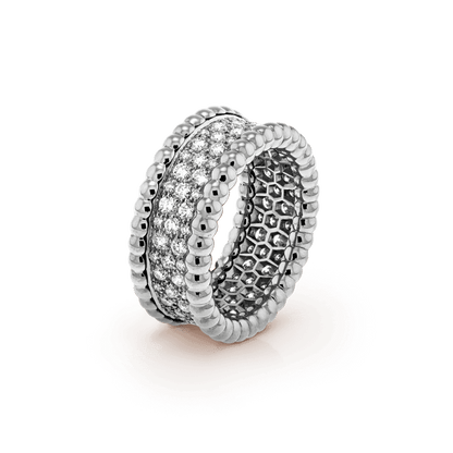18K Celestial Perl̩e Diamonds 3 Row Ring