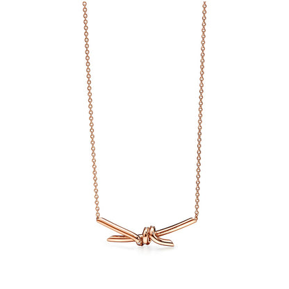 18K Celestial T Knot Pendant Diamond Necklace