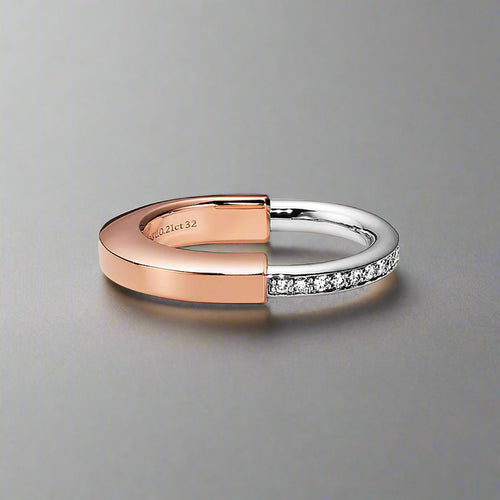 18K Celestial T Lock Diamond Rose Gold Ring