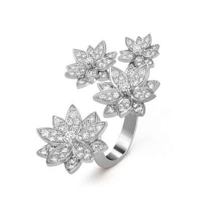 18K Lotus Between the Finger 4 Flowers Ring