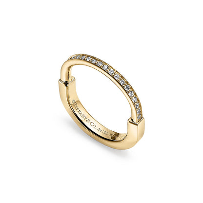 18K Celestial T Lock Diamonds Yellow Gold Ring