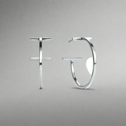 18K Celestial T Hoop Earrings