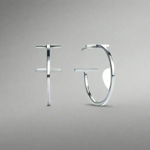 18K Celestial T Hoop Earrings