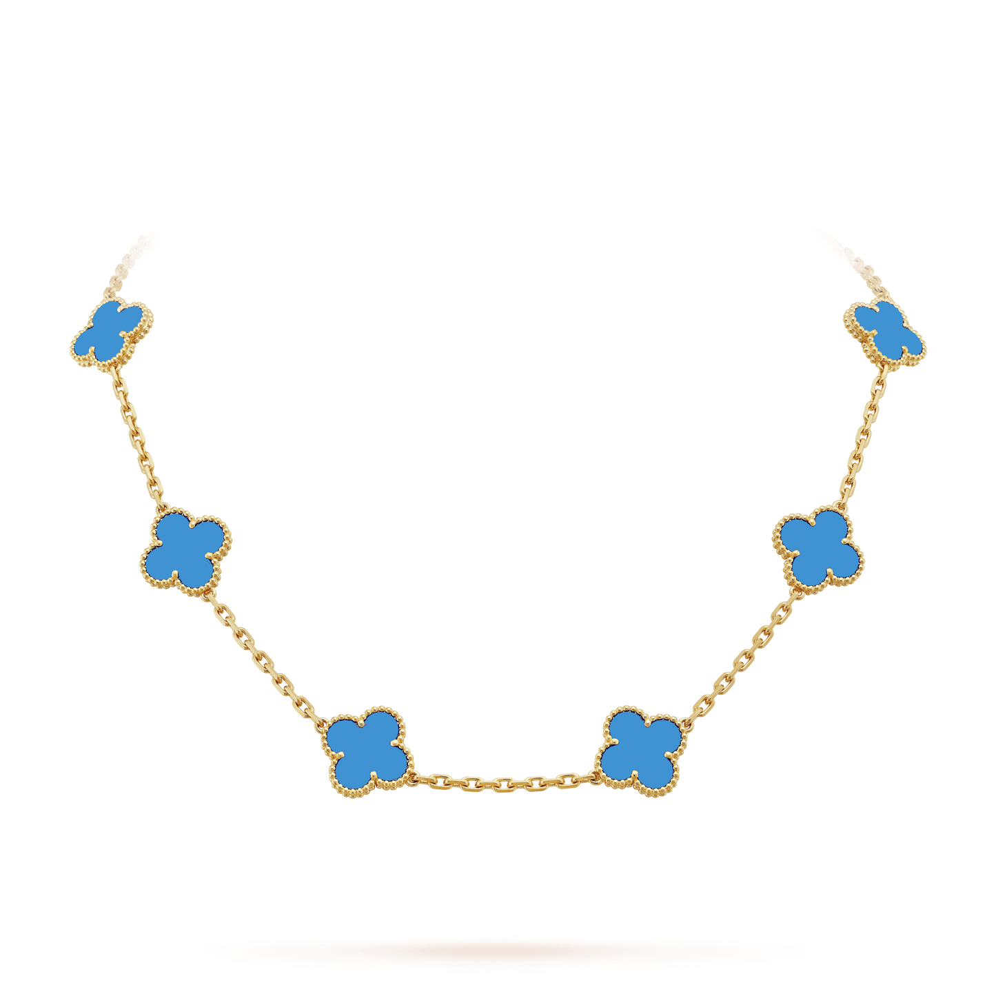 18K Celestial Vintage Alhambra Agate 10 Motifs Necklace