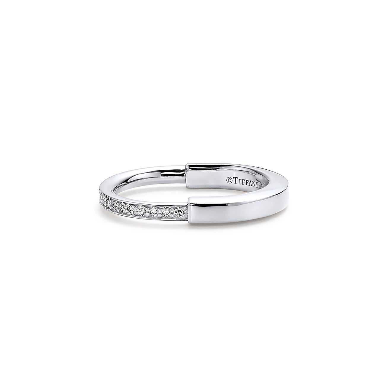 18K Celestial T Lock Diamonds White Gold Ring