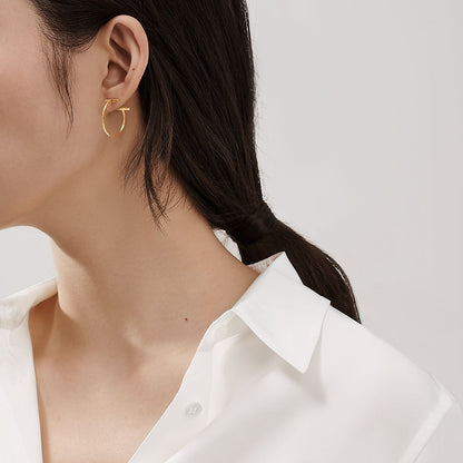 18K Celestial T Hoop Earrings
