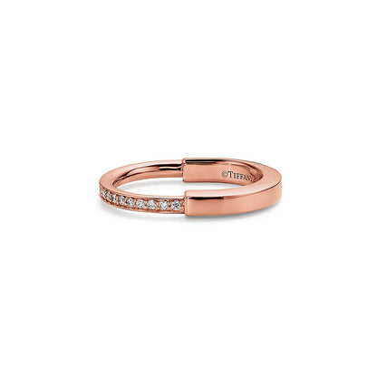 18K Celestial T Lock Diamonds Rose Gold Ring