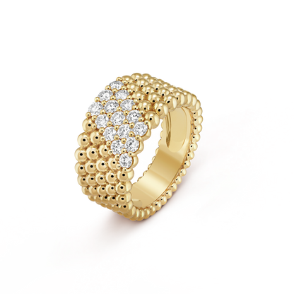 18K Celestial Perl̩e Diamonds Five Rows Ring