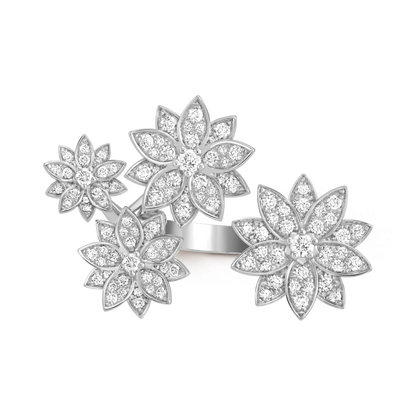 18K Celestial Lotus Between the Finger 4 Flowers Ring