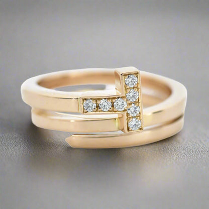 18K Celestial T Diamond Square Ring