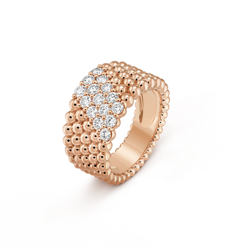 18K Perl̩e Diamonds Five Rows Ring