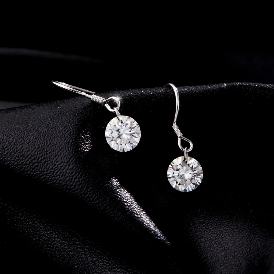 1CT D Color Moissanite Hook Earrings – 925 Sterling Silver