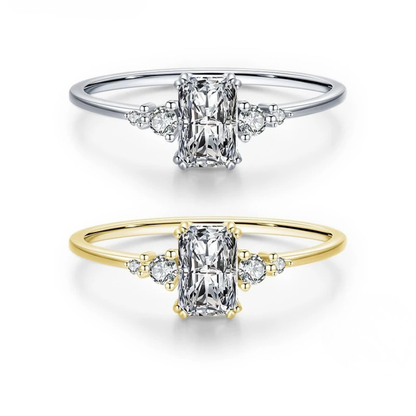 Elegant Rectangle CZ Finger Ring – 925 Sterling Silver