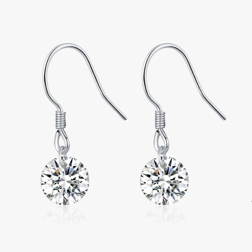 1CT D Color Moissanite Hook Earrings – 925 Sterling Silver