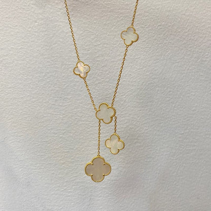 18K Celestial Magic Alhambra Six Pearls Motifs Clover Necklace