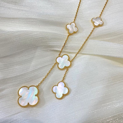 18K Celestial Magic Alhambra Six Pearls Motifs Clover Necklace