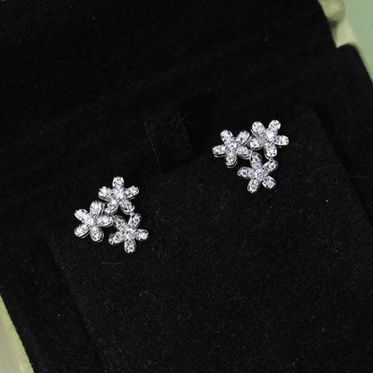 18K Celestial Lotus Three Flowers Earrings