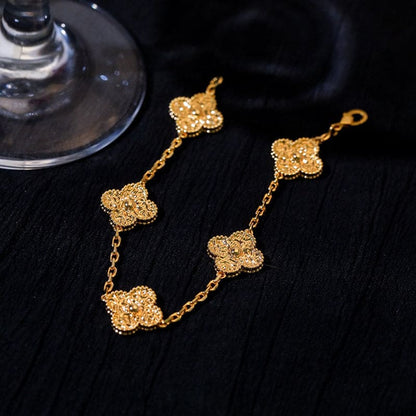 18K Celestial Rose Gold Five Motifs Clover Bracelet