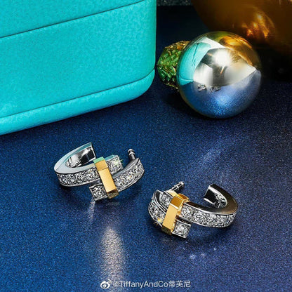18K Celestial T Edge Hoop Earrings
