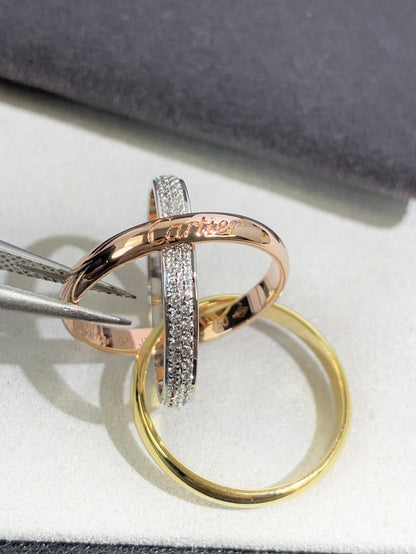 18K Celestial Trinity Pave Diamond Ring